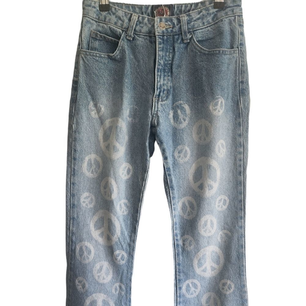 PARIS Blues Vintage High Waisted Peace Sign Jeans‎